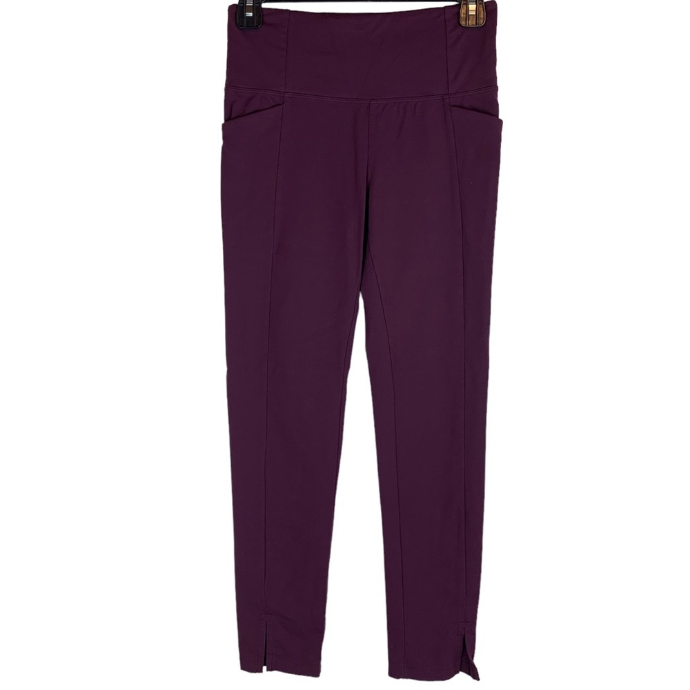 Athleta Mercer 7/8 Tight High Seam Pocket Ankle Slit Leggings Auberge Burgundy
